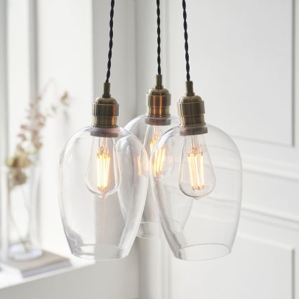 Endon 120648 - Lustr na lanku 3xE27/10W/230V mosaz