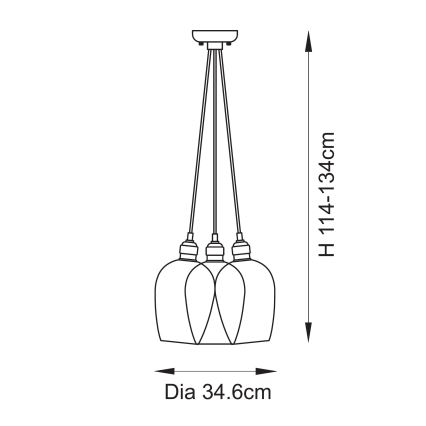 Endon 120648 - Lustr na lanku 3xE27/10W/230V mosaz