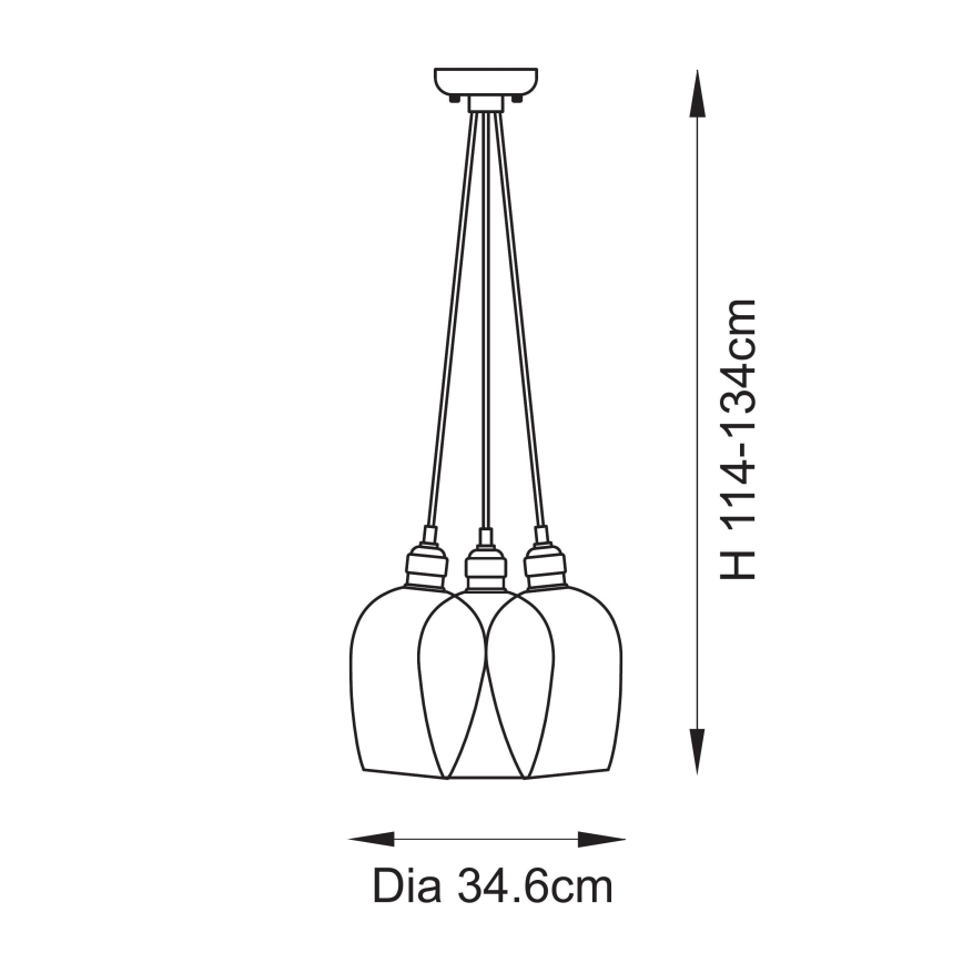 Endon 120648 - Lustr na lanku 3xE27/10W/230V mosaz