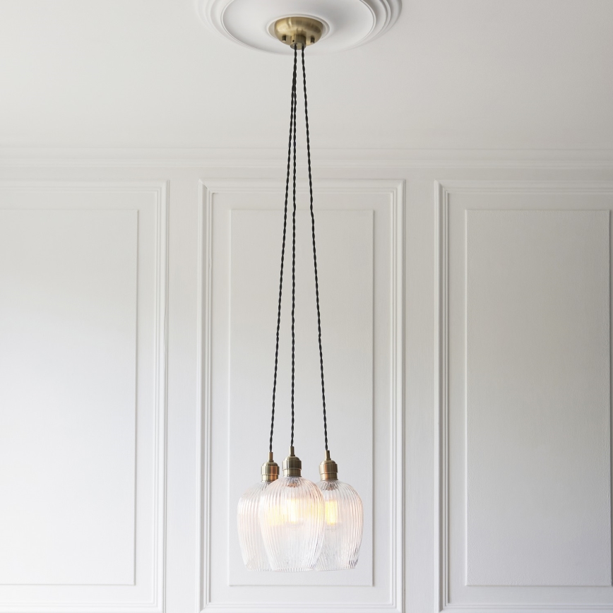 Endon 120656 - Lustr na lanku 3xE27/10W/230V mosaz