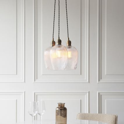 Endon 120656 - Lustr na lanku 3xE27/10W/230V mosaz