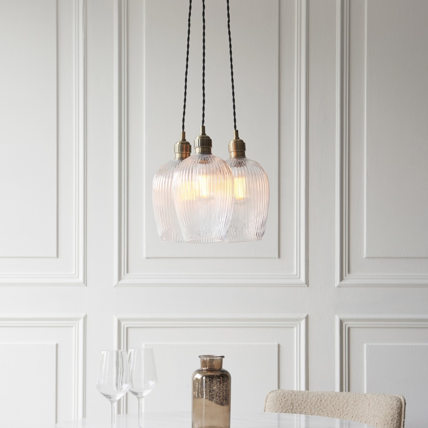 Endon 120656 - Lustr na lanku 3xE27/10W/230V mosaz