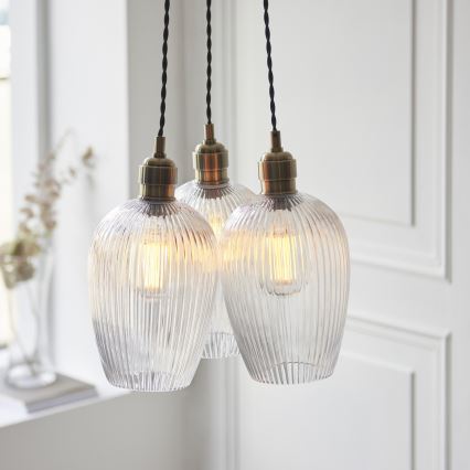 Endon 120656 - Lustr na lanku 3xE27/10W/230V mosaz