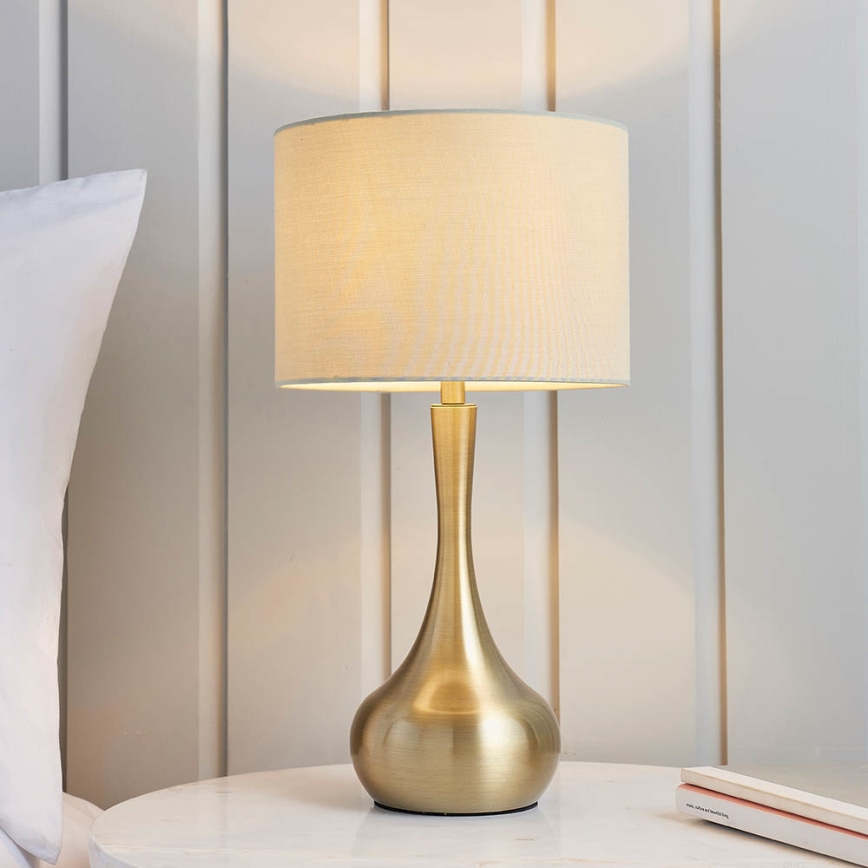 Endon 61191 - Stmívatelná stolní lampa PICCADILLY 1xE14/40W/230V mosaz/béžová