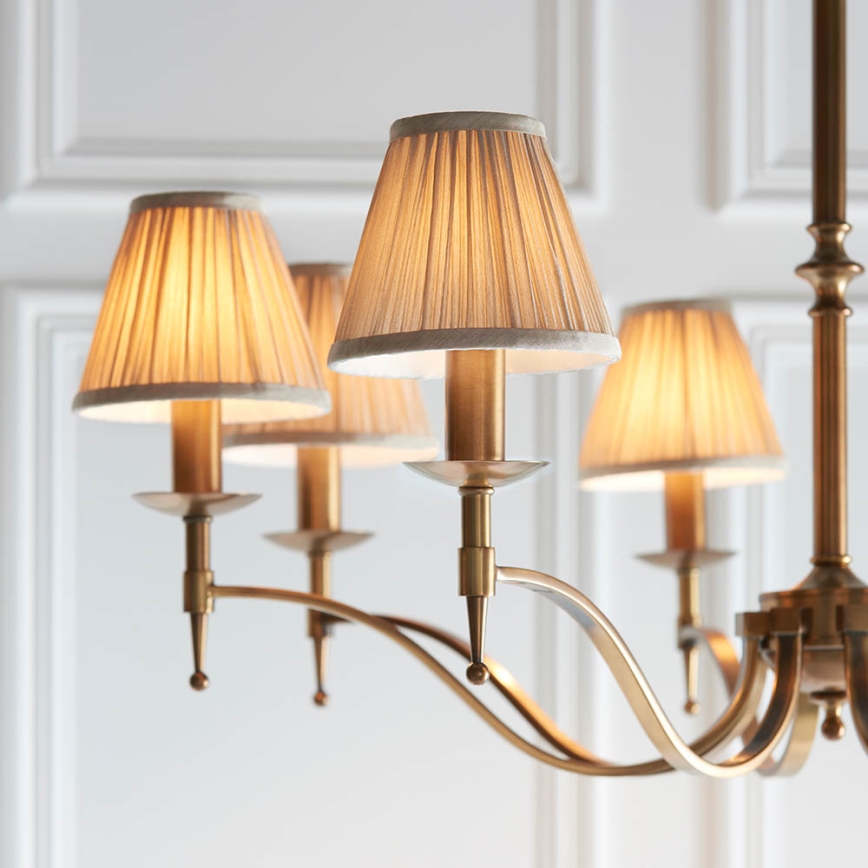 Endon 63629 - Lustr na řetězu STANFORD 8xE14/40W/230V mosaz/béžová