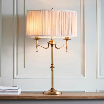 Endon 63648 - Stolní lampa STANFORD 2xE14/40W/230V mosaz/béžová