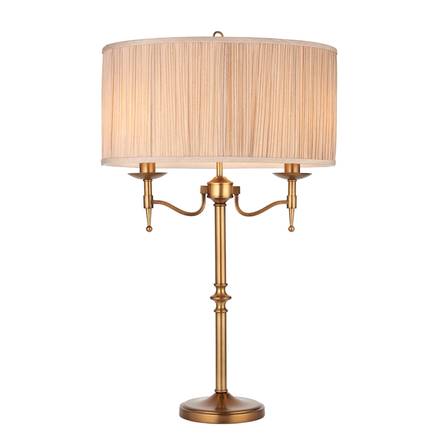 Endon 63648 - Stolní lampa STANFORD 2xE14/40W/230V mosaz/béžová