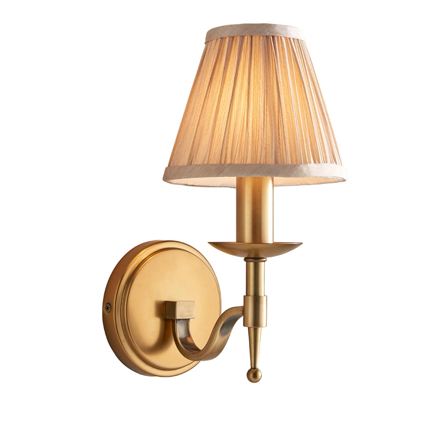 Endon 63653 - Nástěnná lampa STANFORD 1xE14/40W/230V mosaz/béžová
