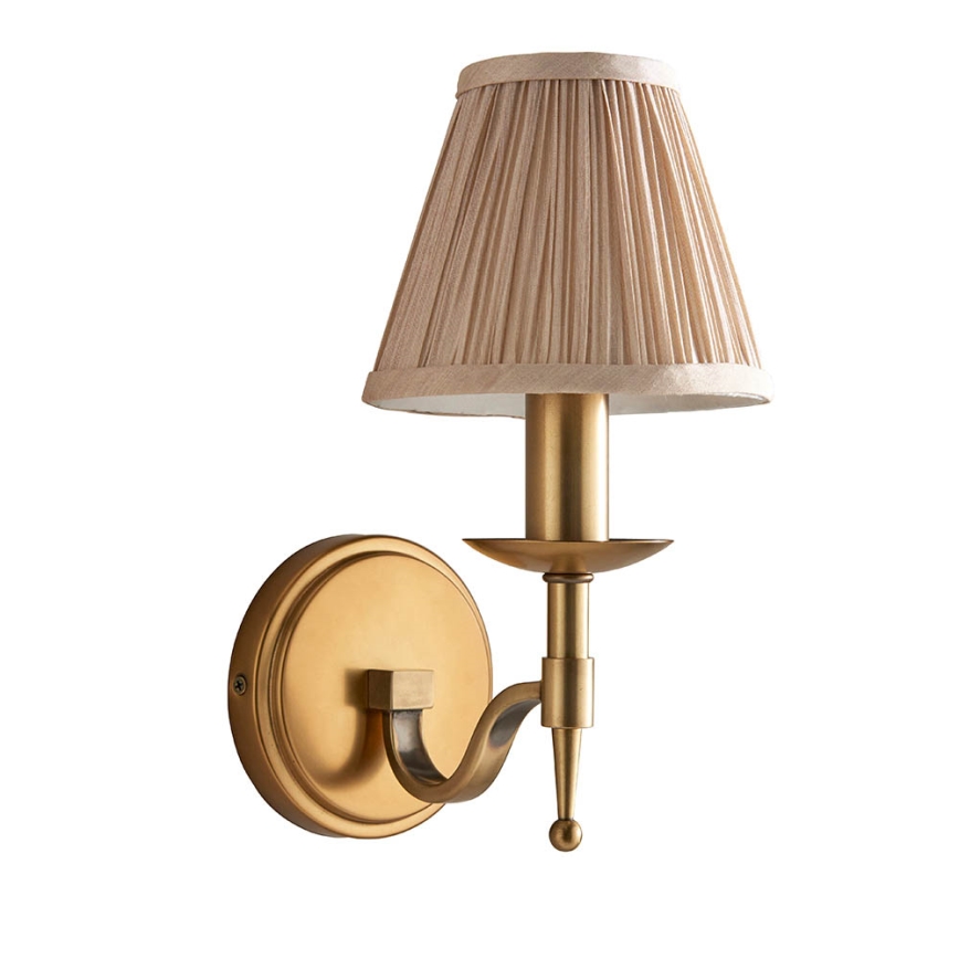 Endon 63653 - Nástěnná lampa STANFORD 1xE14/40W/230V mosaz/béžová