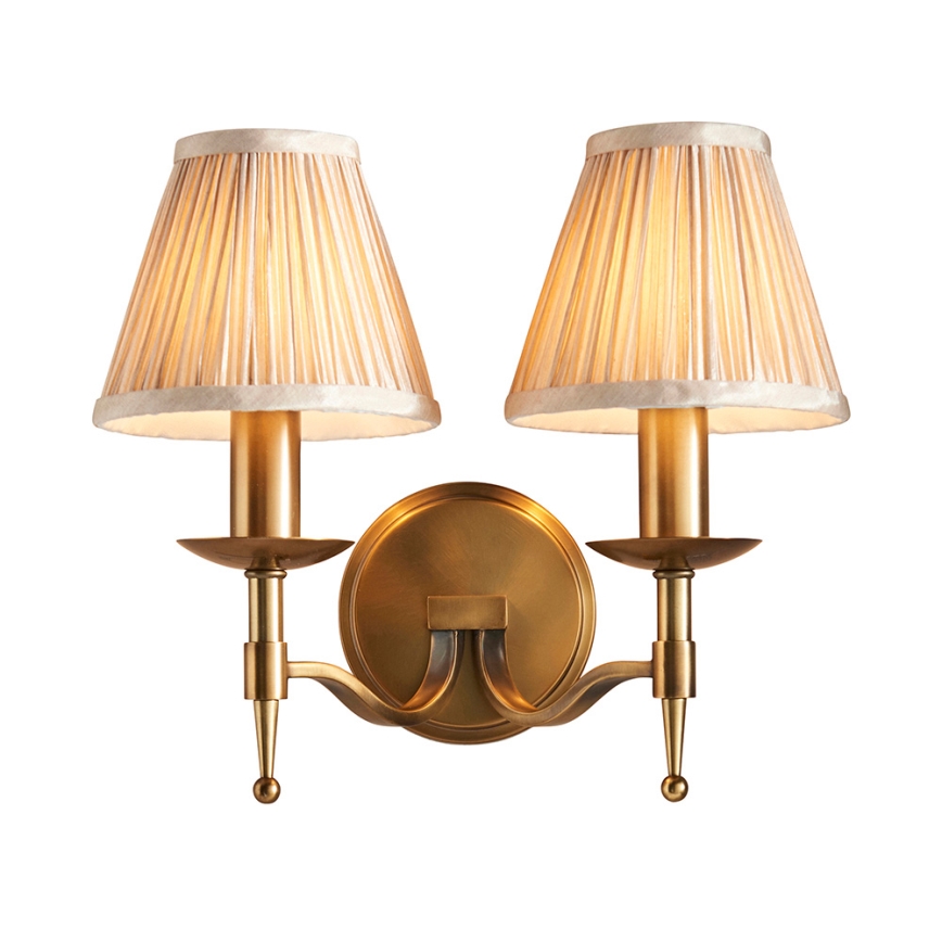 Endon 63654 - Nástěnná lampa STANFORD 2xE14/40W/230V mosaz/béžová