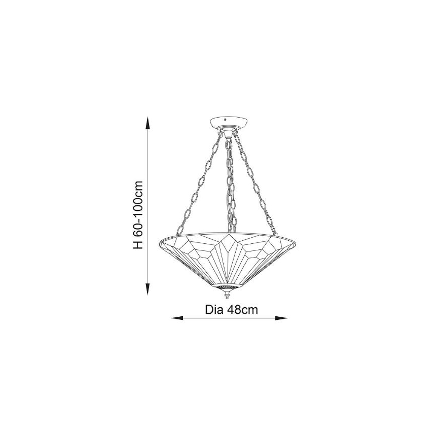 Endon 63936 - Lustr na řetězu ASTORIA 3xE27/60W/230V pr. 48 cm