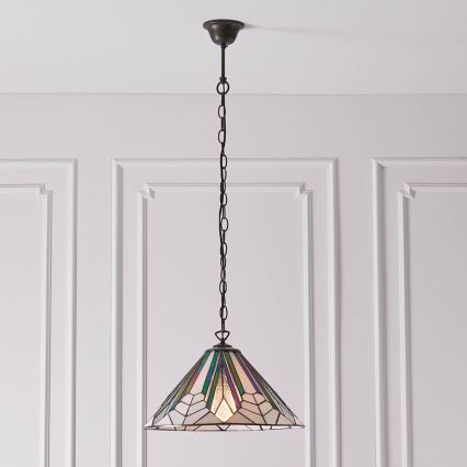 Endon 63937 - Lustr na řetězu Tiffany ASTORIA 1xE27/60W/230V pr. 40 cm