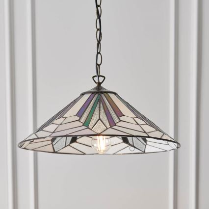 Endon 63938 - Lustr na řetězu Tiffany ASTORIA 1xE27/60W/230V pr. 48 cm