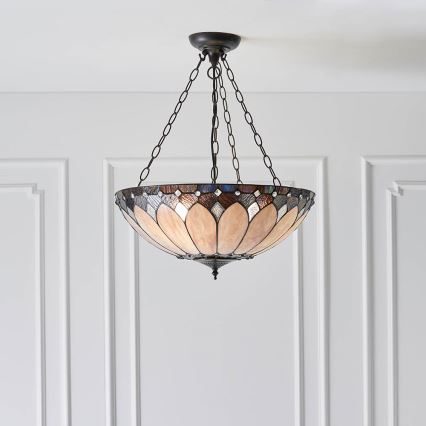 Endon 63976 - Lustr na řetězu Tiffany BROOKLYN 3xE27/60W/230V pr. 50 cm