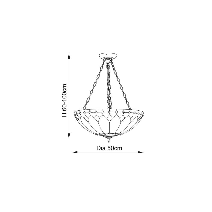 Endon 63976 - Lustr na řetězu Tiffany BROOKLYN 3xE27/60W/230V pr. 50 cm