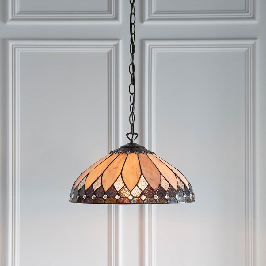 Endon 63977 - Lustr na řetězu Tiffany BROOKLYN 1xE27/60W/230V pr. 40 cm
