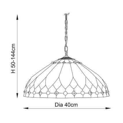 Endon 63977 - Lustr na řetězu Tiffany BROOKLYN 1xE27/60W/230V pr. 40 cm