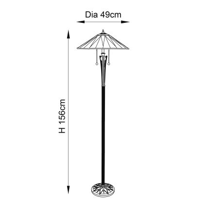 Endon 64041 - Stojací lampa Tiffany DARK STAR 2xE27/60W/230V pr. 49 cm