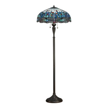 Endon 64069 - Stojací lampa Tiffany DRAGONFLY 2xE27/60W/230V pr. 50 cm