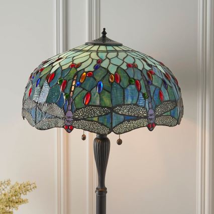 Endon 64069 - Stojací lampa Tiffany DRAGONFLY 2xE27/60W/230V pr. 50 cm