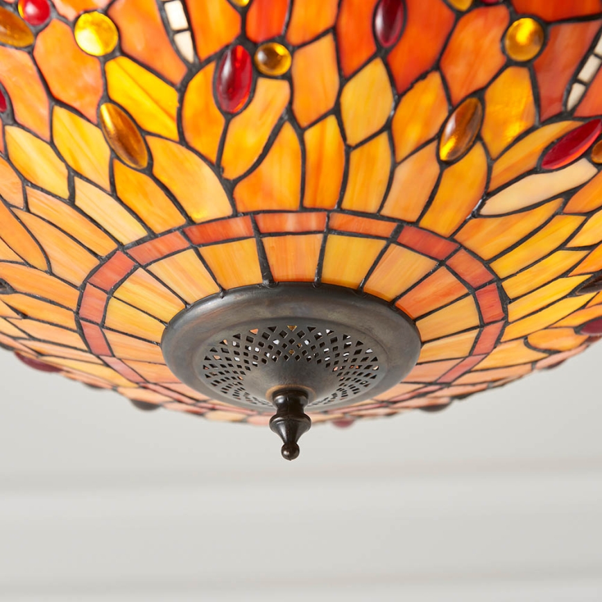 Endon 64076 - Lustr na řetězu Tiffany DRAGONFLY 3xE27/60W/230V pr. 41 cm