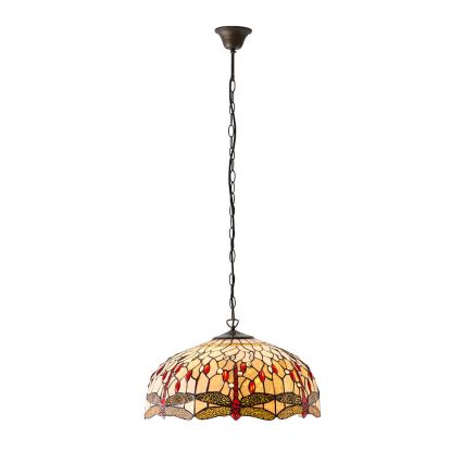Endon 64079 - Lustr na řetězu Tiffany DRAGONFLY 3xE27/60W/230V pr. 50 cm