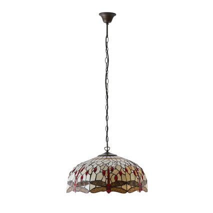 Endon 64079 - Lustr na řetězu Tiffany DRAGONFLY 3xE27/60W/230V pr. 50 cm