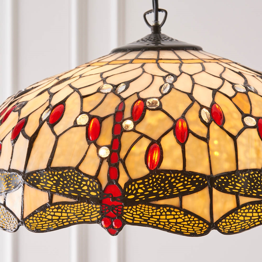 Endon 64079 - Lustr na řetězu Tiffany DRAGONFLY 3xE27/60W/230V pr. 50 cm