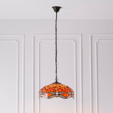 Endon 64081 - Lustr na řetězu Tiffany DRAGONFLY 3xE27/60W/230V pr. 41 cm