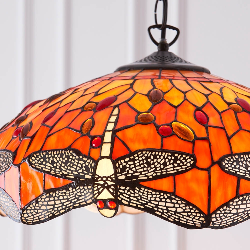 Endon 64081 - Lustr na řetězu Tiffany DRAGONFLY 3xE27/60W/230V pr. 41 cm