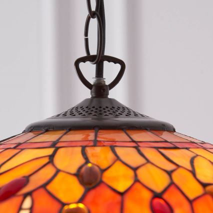 Endon 64081 - Lustr na řetězu Tiffany DRAGONFLY 3xE27/60W/230V pr. 41 cm