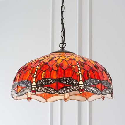 Endon 64082 - Lustr na řetězu Tiffany DRAGONFLY 3xE27/60W/230V pr. 50 cm