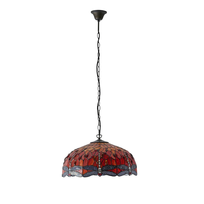Endon 64082 - Lustr na řetězu Tiffany DRAGONFLY 3xE27/60W/230V pr. 50 cm