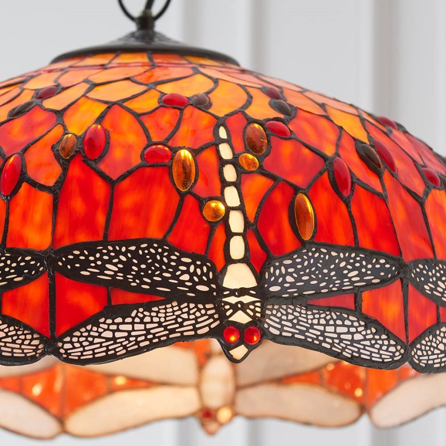 Endon 64082 - Lustr na řetězu Tiffany DRAGONFLY 3xE27/60W/230V pr. 50 cm