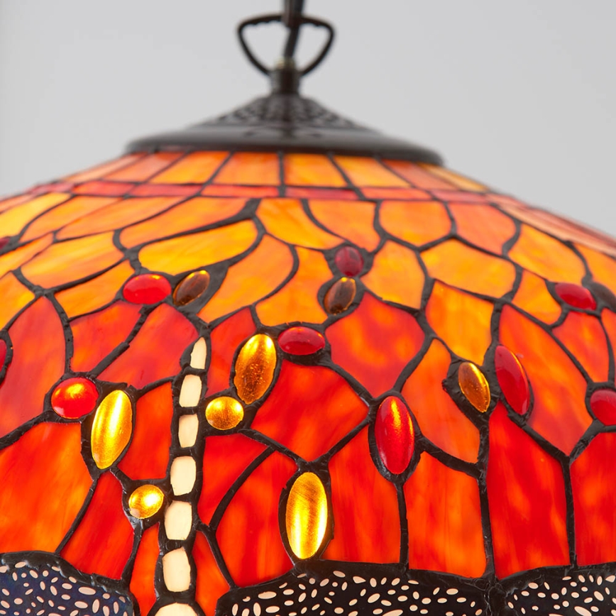Endon 64082 - Lustr na řetězu Tiffany DRAGONFLY 3xE27/60W/230V pr. 50 cm