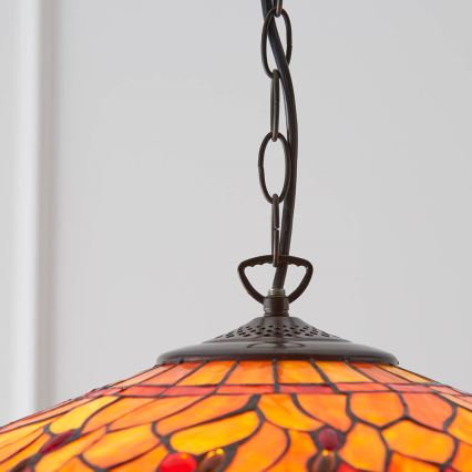 Endon 64082 - Lustr na řetězu Tiffany DRAGONFLY 3xE27/60W/230V pr. 50 cm
