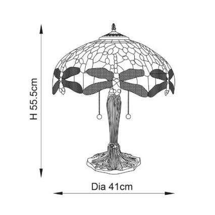 Endon 64085 - Stolní lampa Tiffany DRAGONFLY 2xE27/60W/230V pr. 41 cm