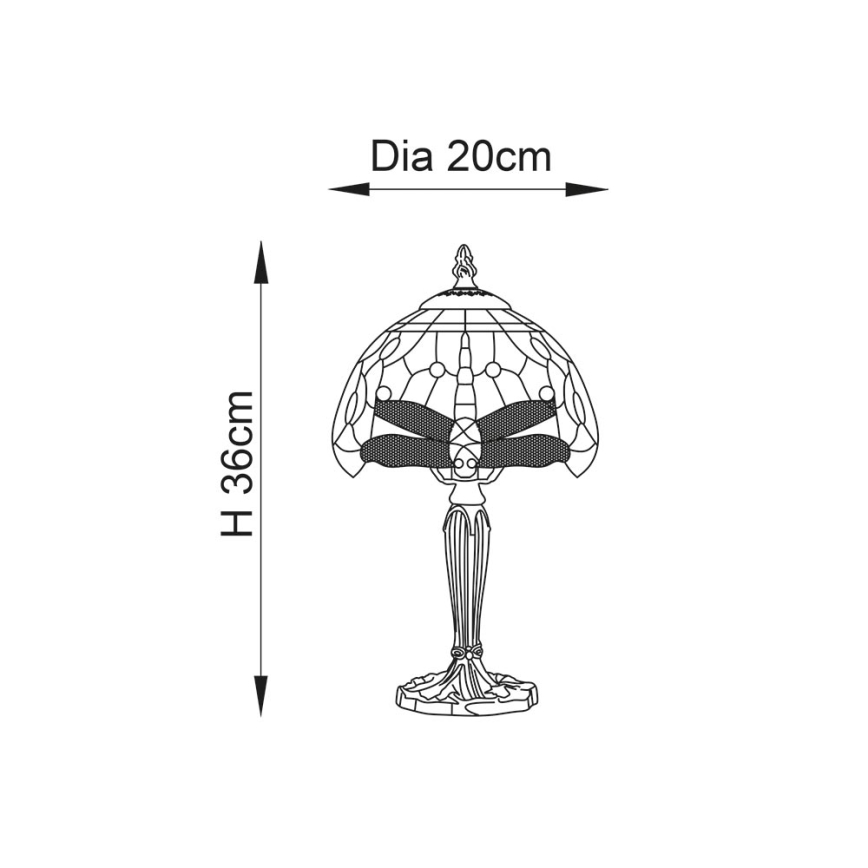 Endon 64088 - Stolní lampa Tiffany DRAGONFLY 1xE14/40W/230V pr. 20 cm