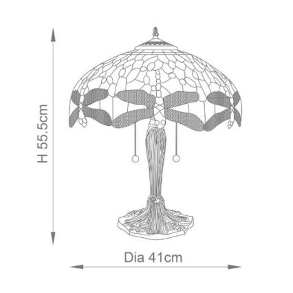 Endon 64089 - Stolní lampa Tiffany DRAGONFLY 2xE27/60W/230V pr. 41 cm