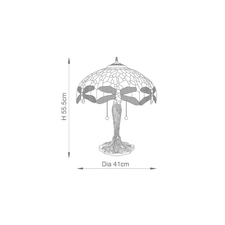 Endon 64089 - Stolní lampa Tiffany DRAGONFLY 2xE27/60W/230V pr. 41 cm