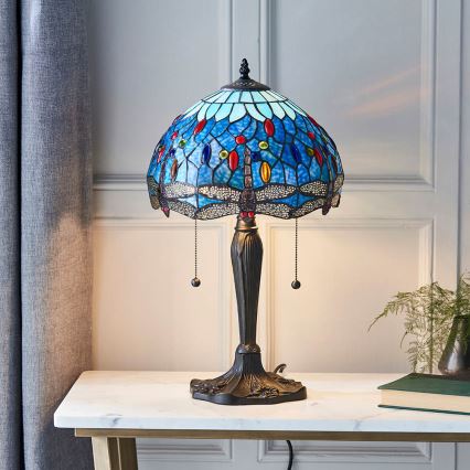 Endon 64090 - Stolní lampa Tiffany DRAGONFLY 2xE27/60W/230V pr. 30 cm