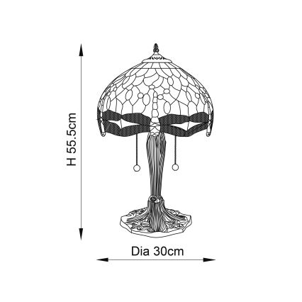 Endon 64090 - Stolní lampa Tiffany DRAGONFLY 2xE27/60W/230V pr. 30 cm