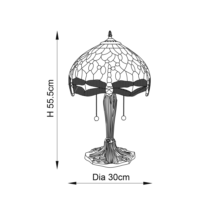 Endon 64090 - Stolní lampa Tiffany DRAGONFLY 2xE27/60W/230V pr. 30 cm