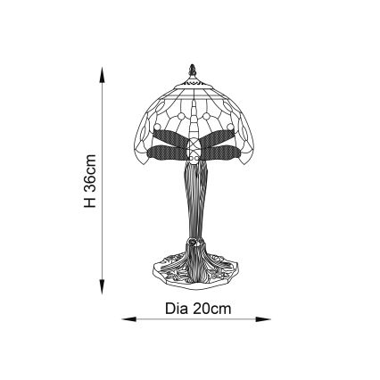 Endon 64091 - Stolní lampa Tiffany DRAGONFLY 1xE14/7W/230V pr. 20 cm