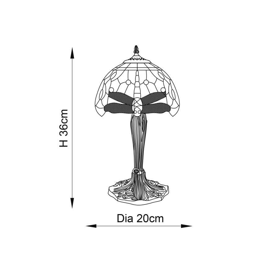 Endon 64091 - Stolní lampa Tiffany DRAGONFLY 1xE14/7W/230V pr. 20 cm