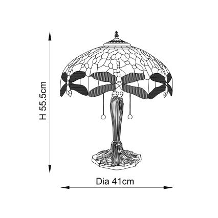 Endon 64093 - Stolní lampa Tiffany DRAGONFLY 2xE27/60W/230V pr. 41 cm