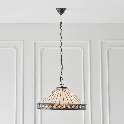 Endon 64147 - Lustr na řetězu Tiffany FARGO 1xE27/60W/230V pr. 50 cm