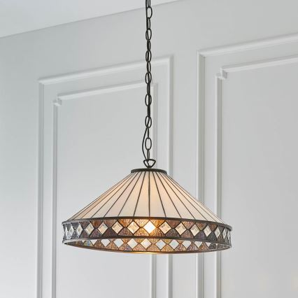 Endon 64147 - Lustr na řetězu Tiffany FARGO 1xE27/60W/230V pr. 50 cm