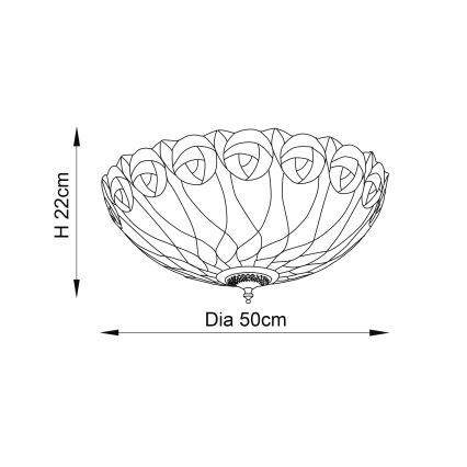 Endon 64173 - Stropní svítidlo Tiffany HUTCHINSON 2xE27/60W/230V pr. 50 cm
