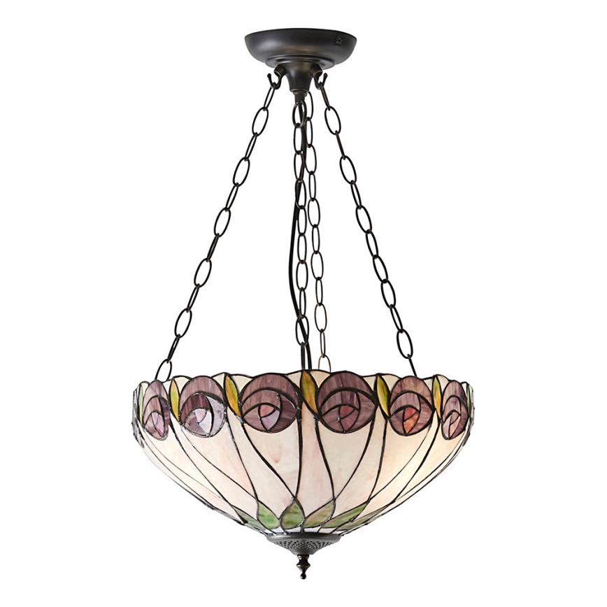 Endon 64175 - Lustr na řetězu Tiffany HUTCHINSON 3xE27/60W/230V pr. 40 cm